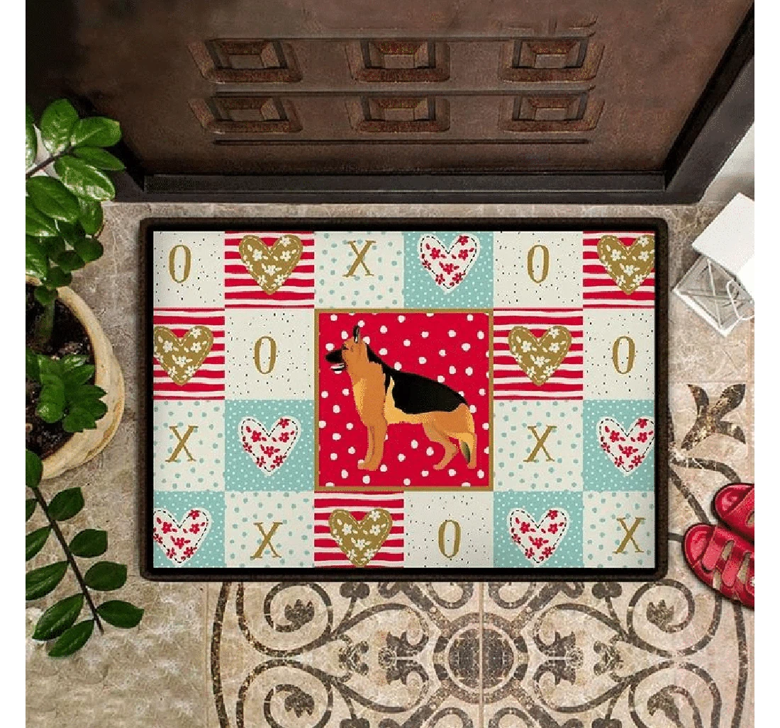 German Shepherd Valentine Easy Clean Welcome Doormat