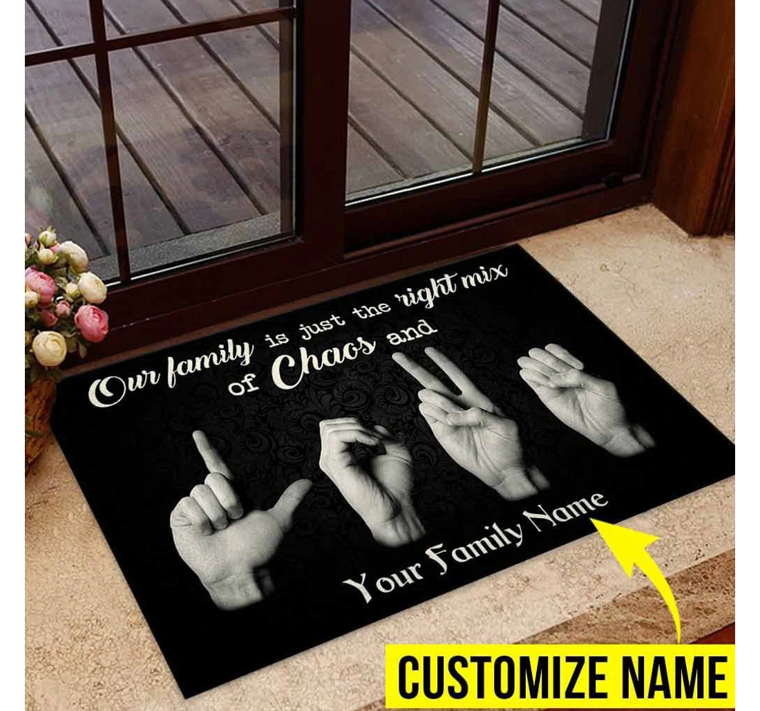 Our Family - American Sign Language Personalized Doormat