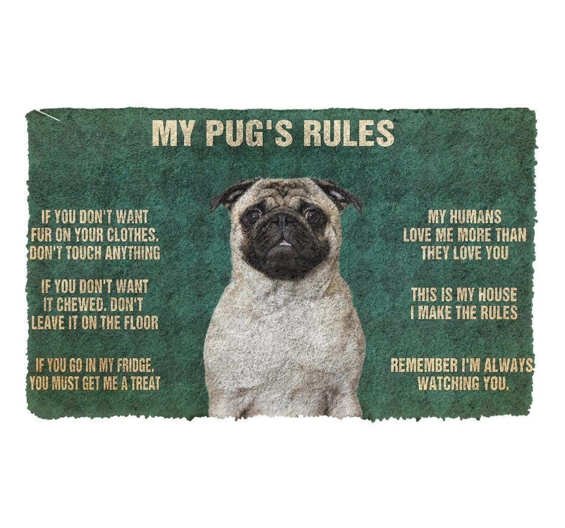3d Pug's Rules Doormat