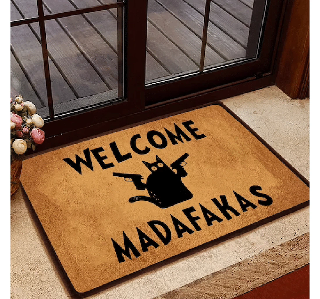 Black Cat Welcome Doormat