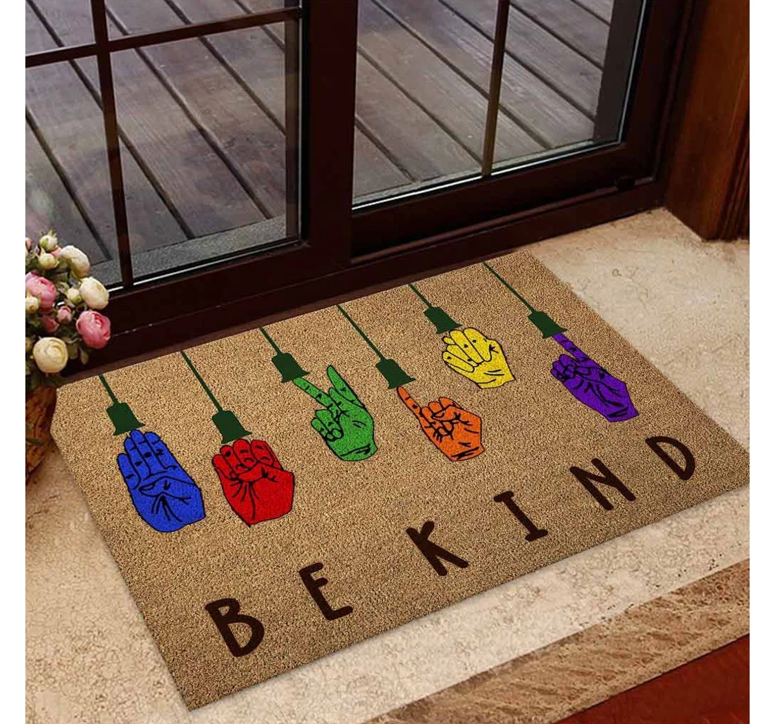 Be Kind - American Sign Language Coir Pattern Print Doormat