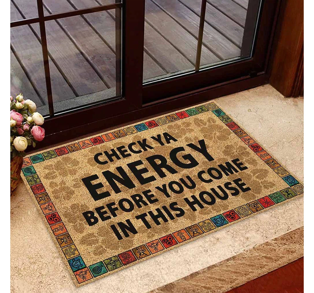 Check Ya Energy - Puerto Rican Coir Pattern Print Doormat, Puerto Rican Doormat