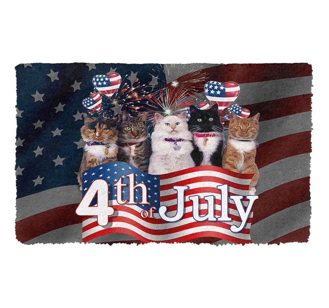 3d Independence Day Cats We Love America Custom Doormat