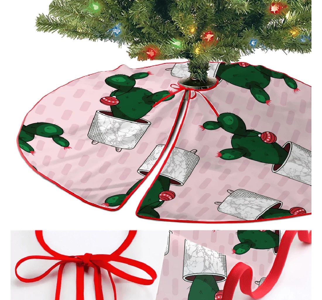 Christmas Kawaii Cactus Ornaments Pink Christmas Tree Skirt Home Decor Ornament