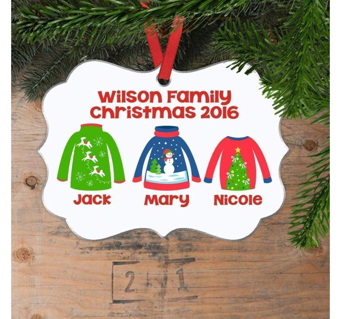 Personalized Family Ugly Sweaters Family Stocking Stuffer Ornament