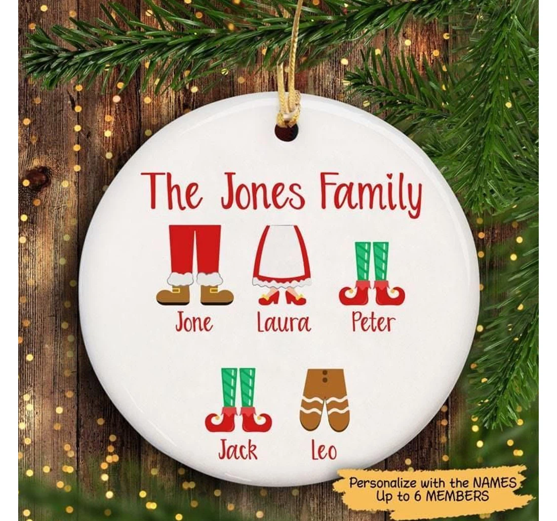 Family Feet Personalized Circle Ornament