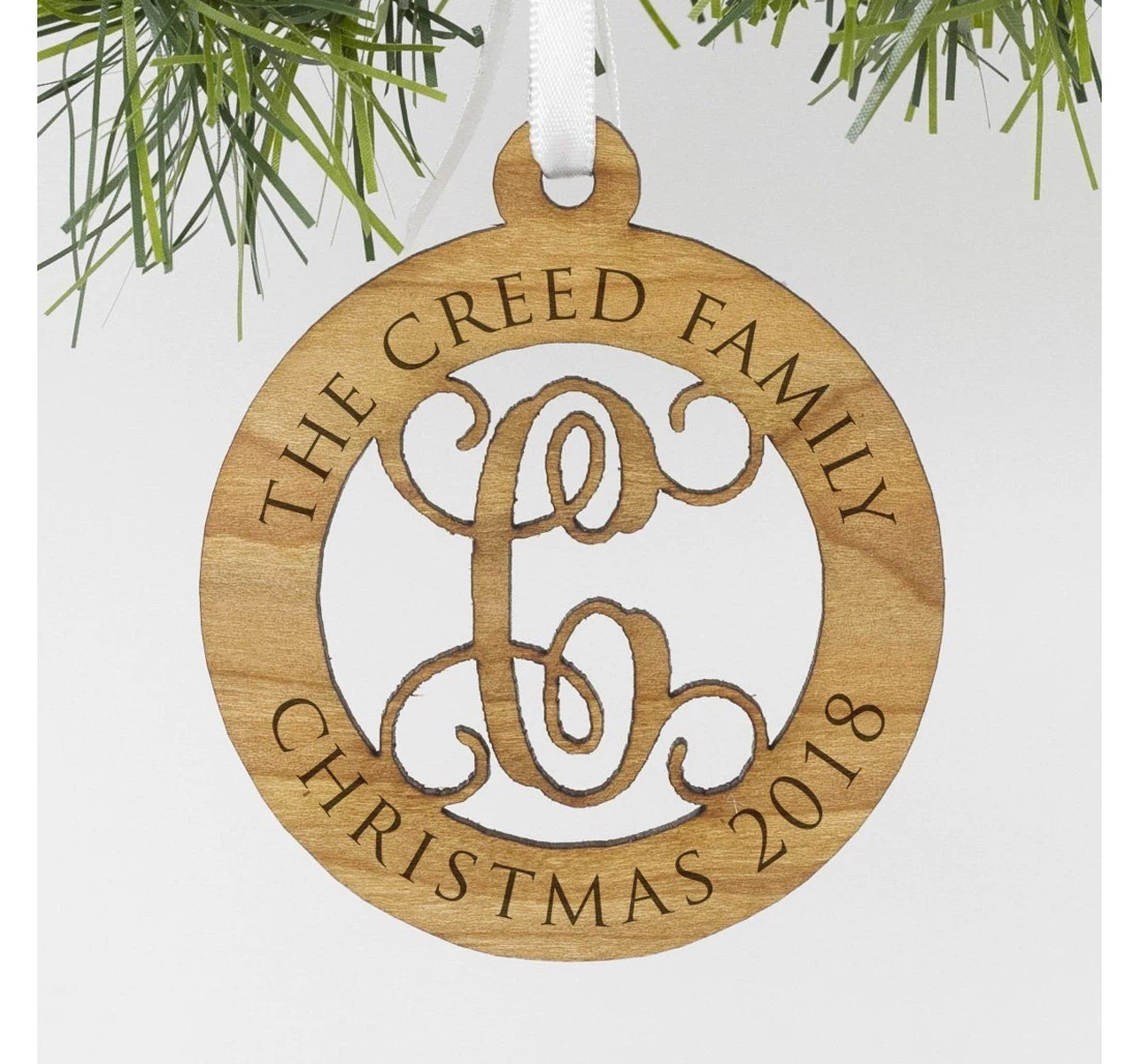 Personalized Engraved Family Wood Ornament, Custom "the Creed Family" Ornament