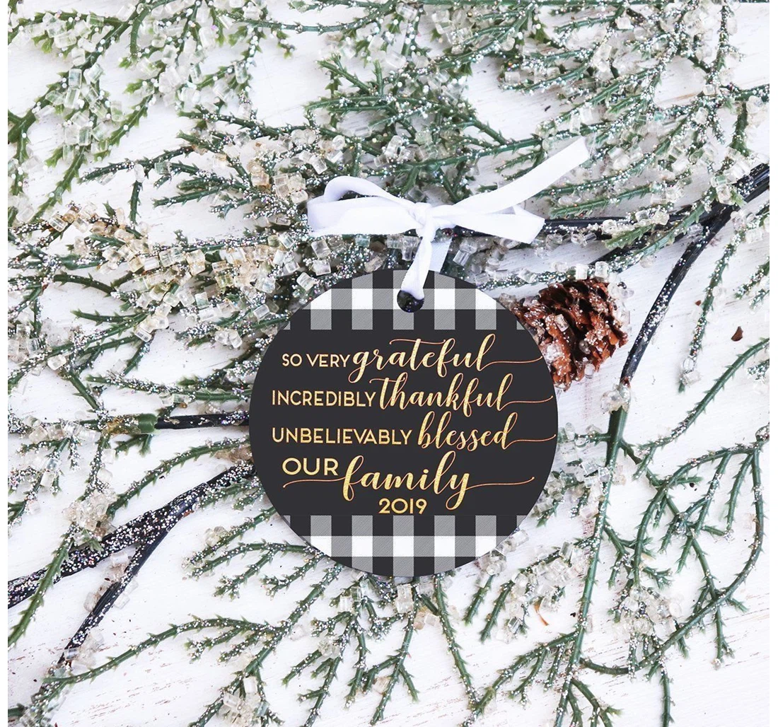 Grateful Thankful Blessed Family Ornament