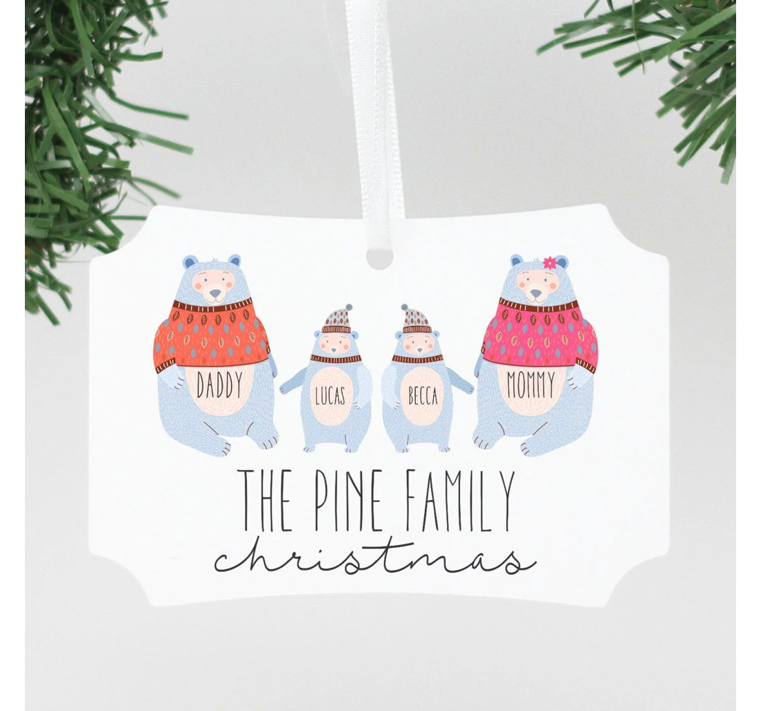 Custom Polar Bear Family The Pine Family Personalized Ornament