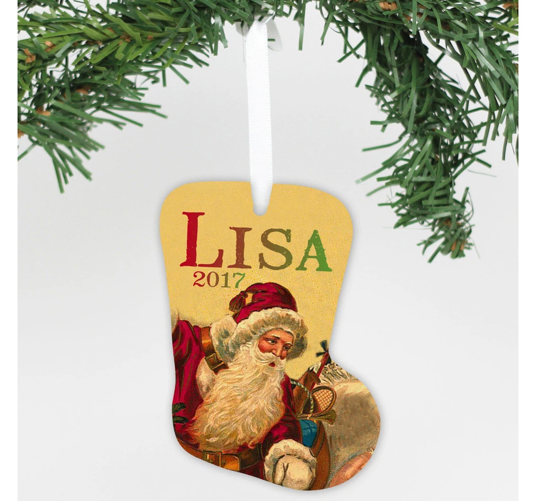 Personalized Aluminum Stocking - "old Saint Nick" Ornament
