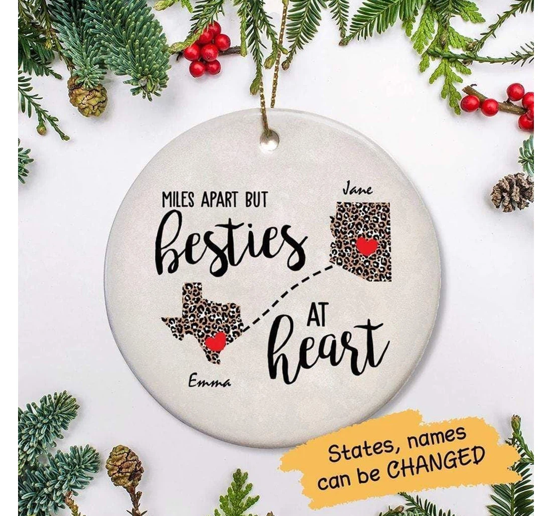 Family - Besties At Heart Leopard Personalized Circle Ornament