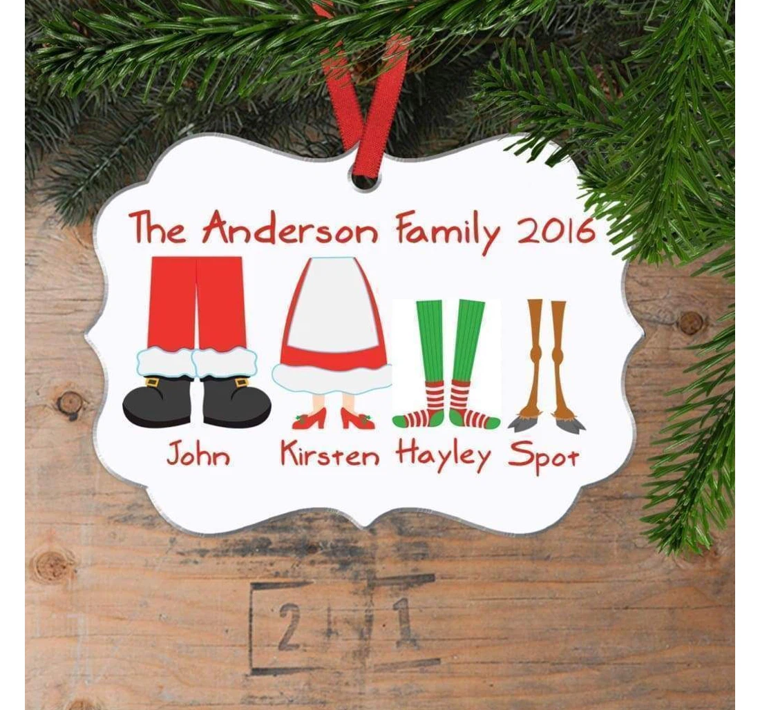 Family Of 5 Elf Feet Round Personalized Decoration Ornament