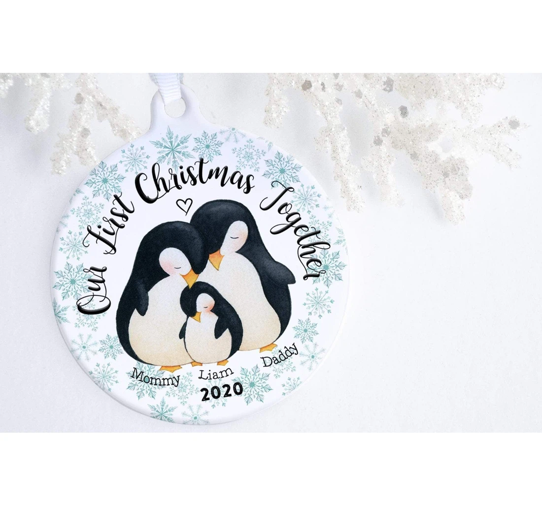 First Baby Penguin Family Personalized Ornament