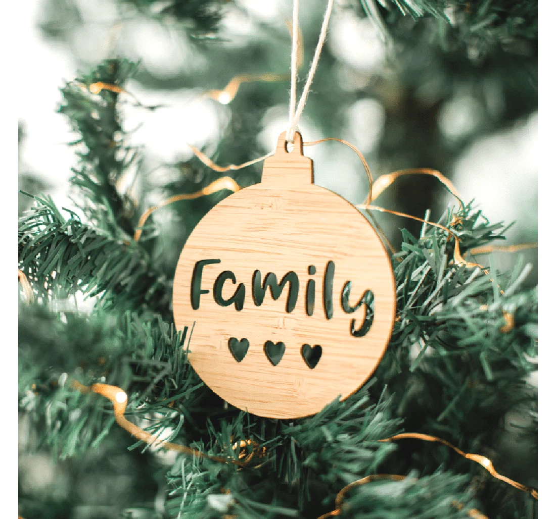 Family With Three Hearts Decorative Ornament