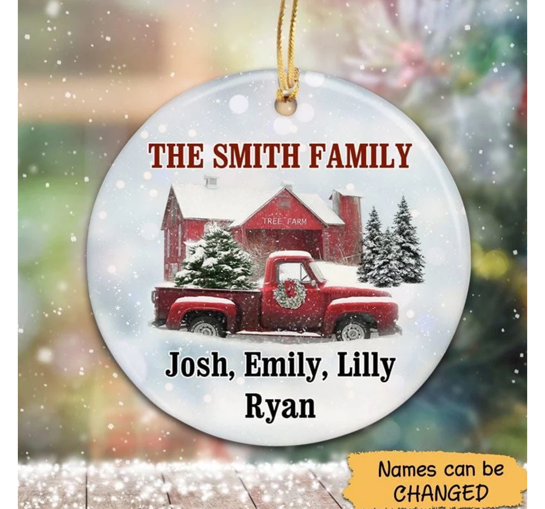 Truck Tree Farm Family Personalized Circle Ornament