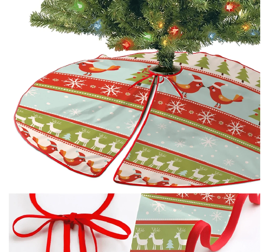 Retro Christmas Ornaments With Knitting Bird Christmas Tree Skirt Home Decor Ornament