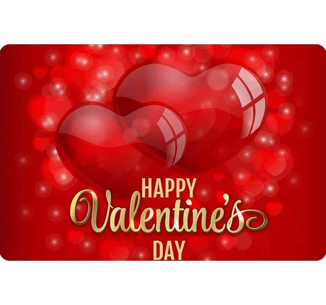 Valentines Day Greeting With Red Heart Balloons Anti-Slip, Water-Absorbent Doormat