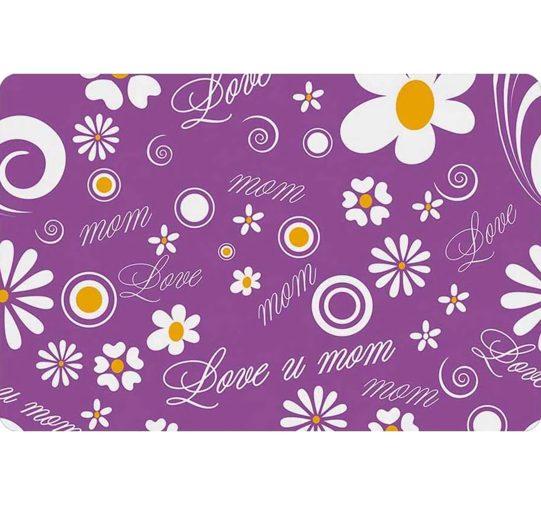 Happy Mother's Day White Flowers On Purple Anti-Slip, Water-Absorbent Doormat