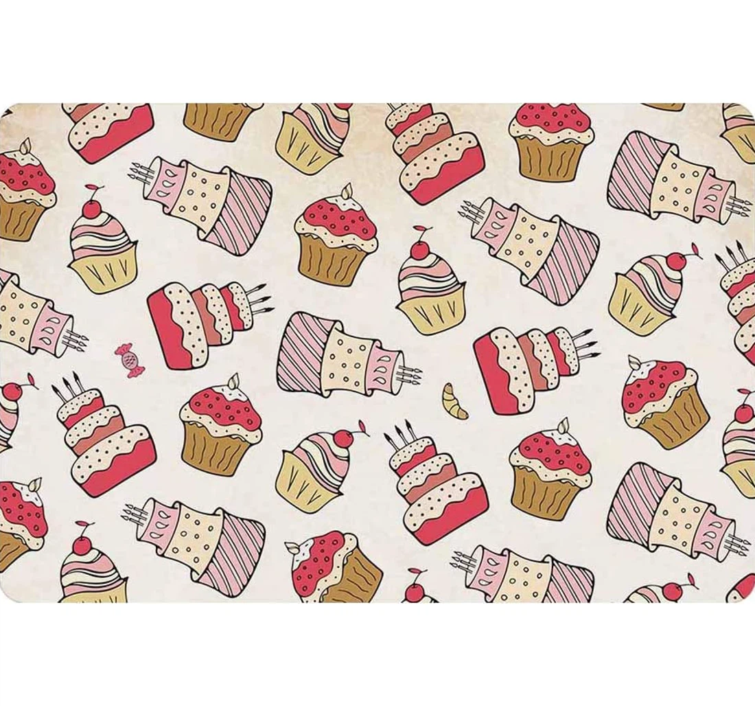 Happy Birthday Cake Anti-Slip, Water-Absorbent Doormat