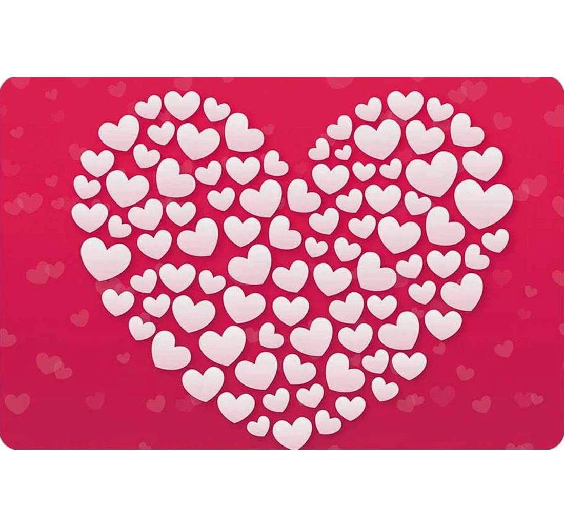 Happy Valentine's Day With Love Heart Welcome With Anti-Slip, Water-Absorbent Doormat