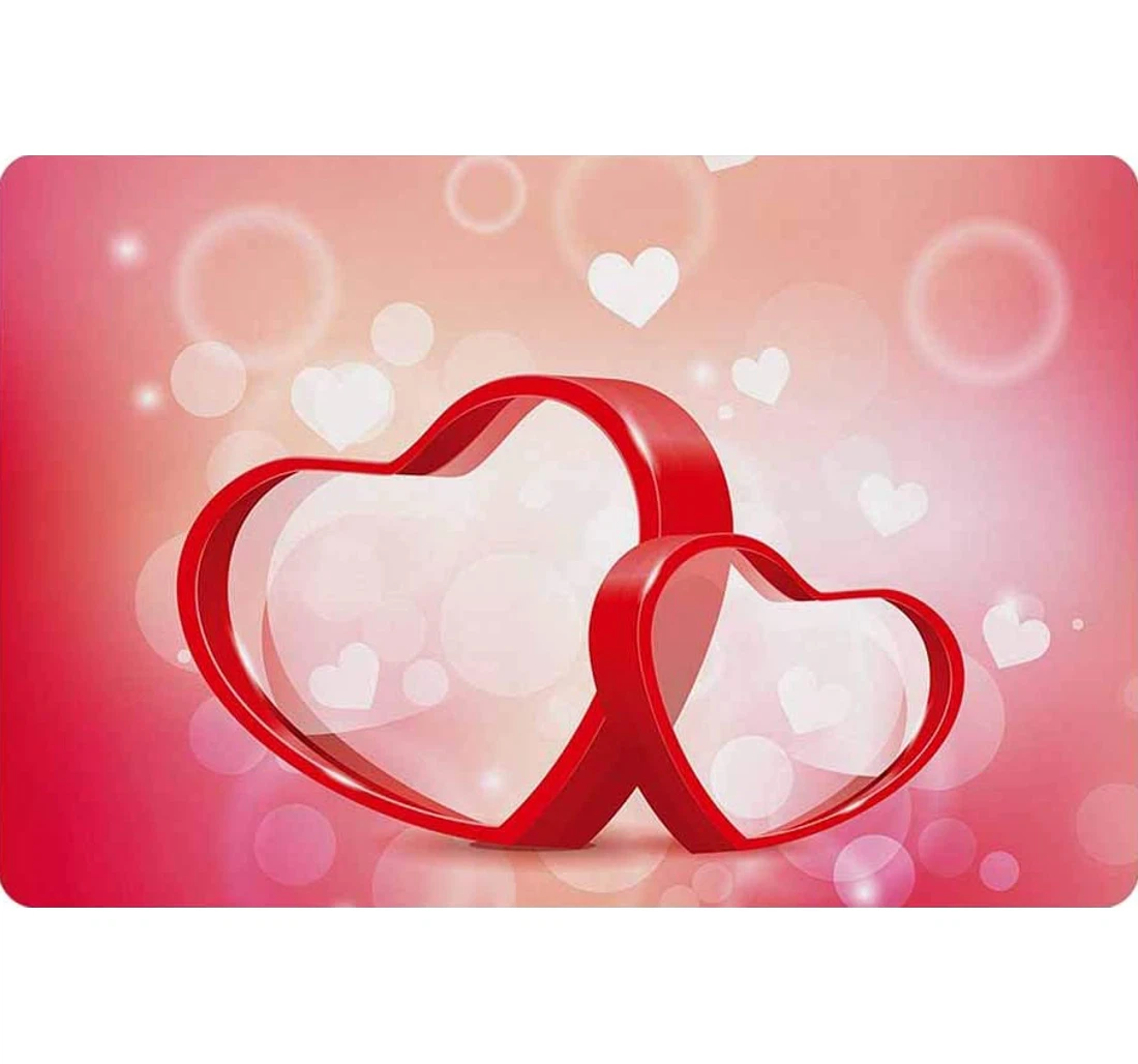 Happy Valentine's Day Love With Red Heart Anti-Slip, Water-Absorbent Doormat