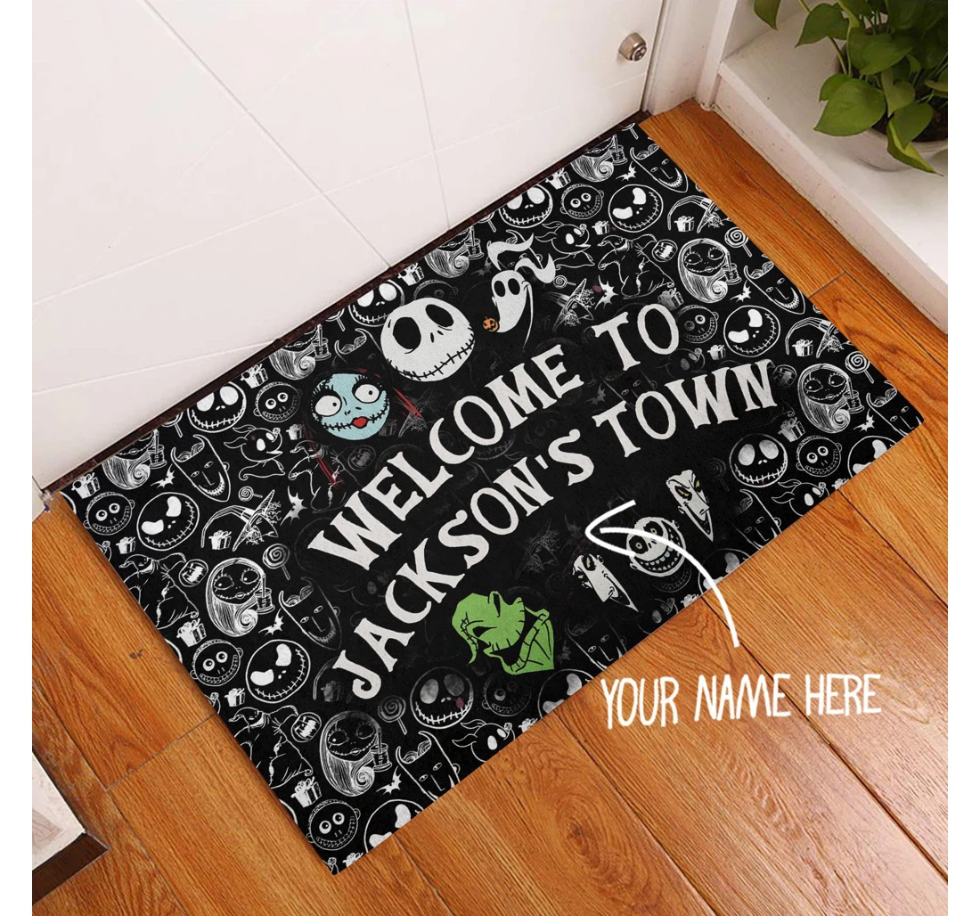 Personalized Nightmare Halloween Family Anti-Slip, Water-Absorbent Doormat