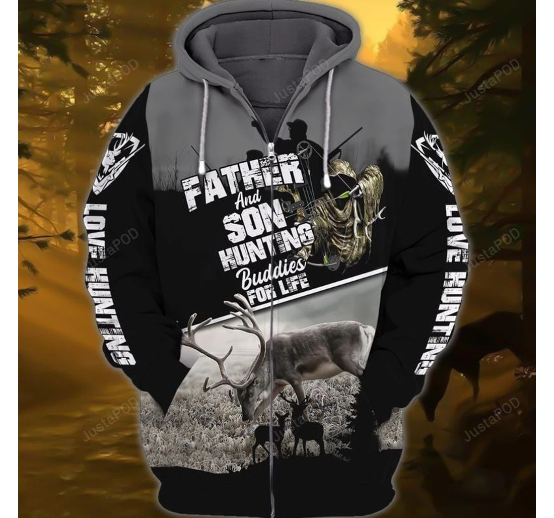 Personalized Father's Day Father Son Hunting Buddies Life Love Hunting Up - 3D Printed Pullover Hoodie