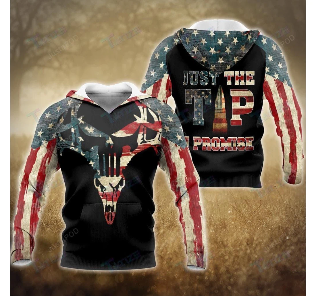 Personalized Hunting Deer Skull Independence Day Just The Tip Up - 3D Printed Pullover Hoodie