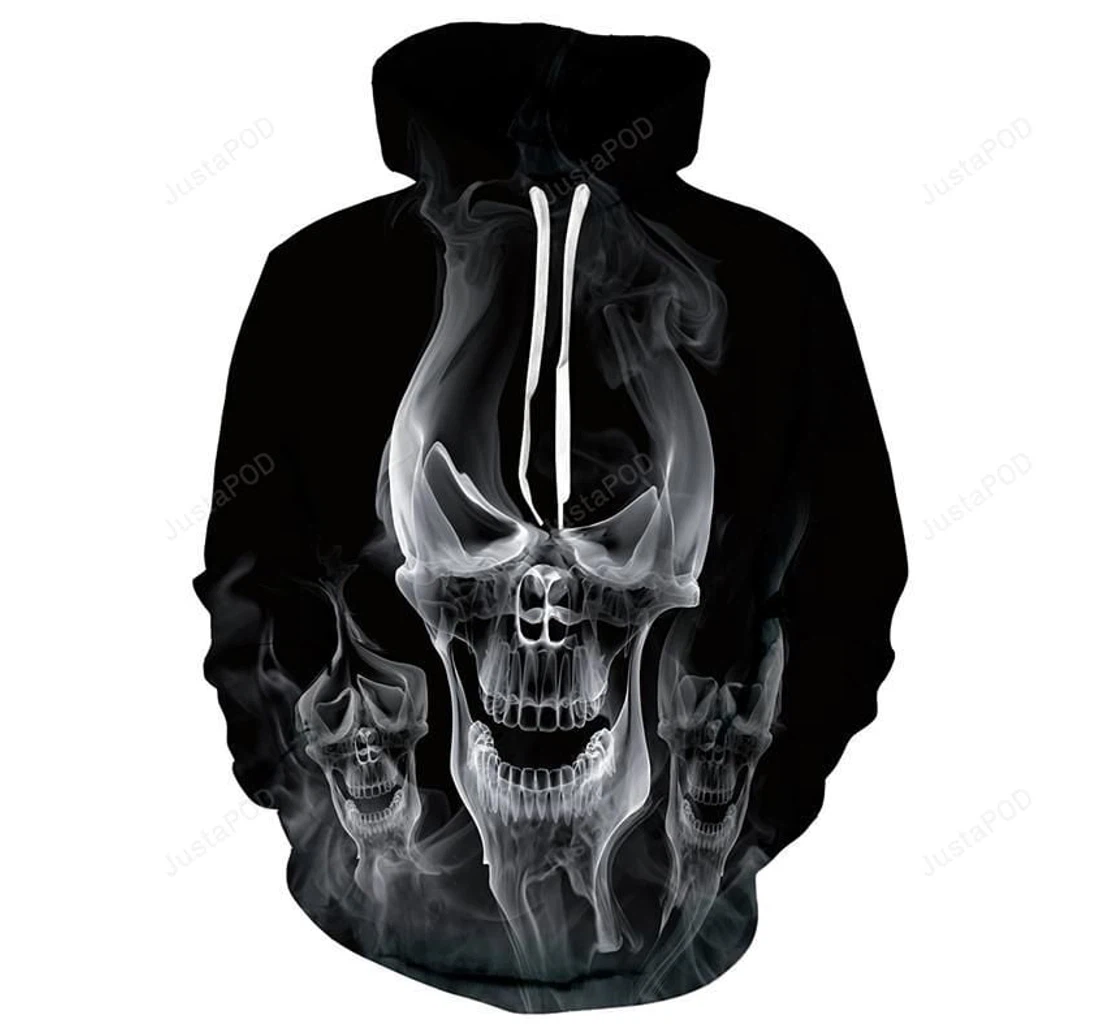 Personalized Skull Smoke Hoody - 3D Printed Pullover Hoodie