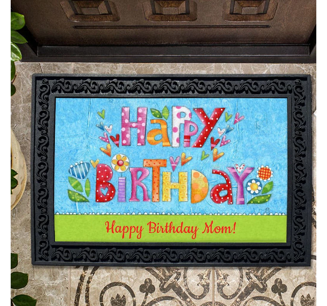 Personalized Happy Birthday Anti-Slip, Water-Absorbent Doormat
