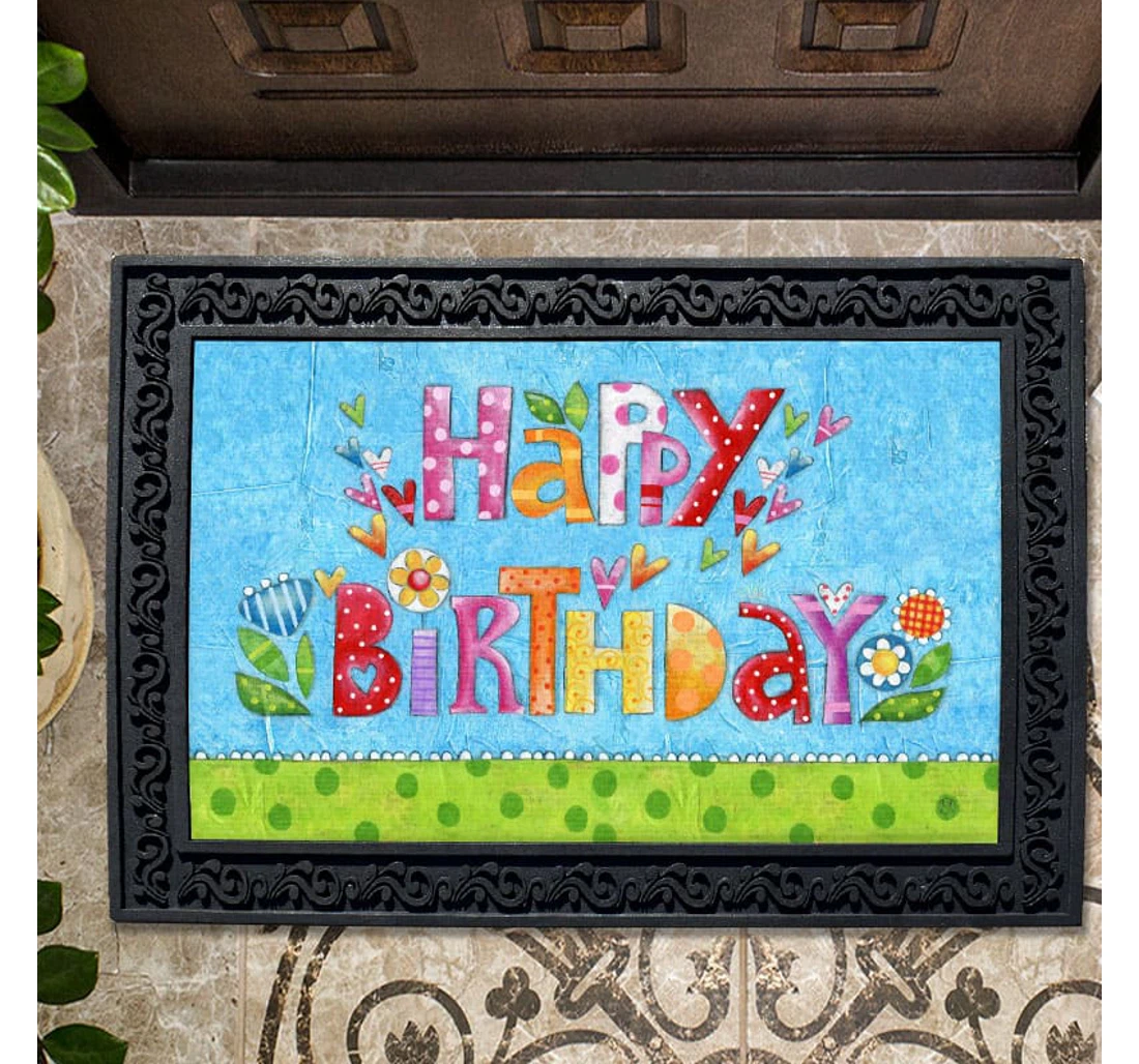 Happy Birthday Anti-Slip, Water-Absorbent Doormat