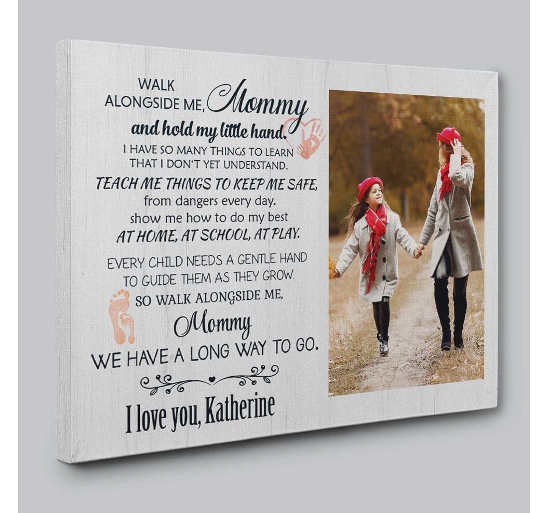Poster, Canvas - Walk Alongside Me Mommy Personalized Mother's Day Print Framed Wall Art