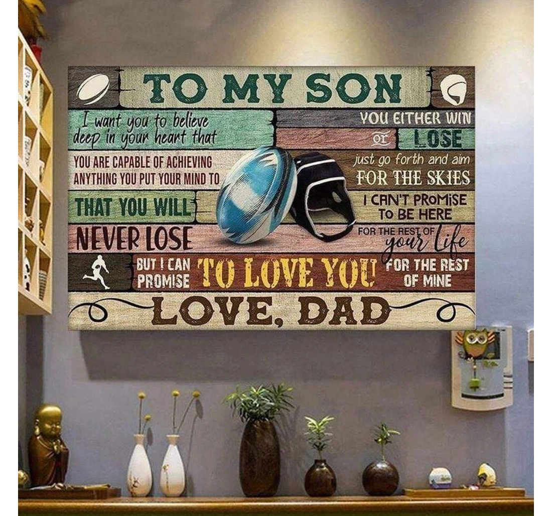 Poster, Canvas - Birthday Son From Football Dad Meaningful Print Framed Wall Art