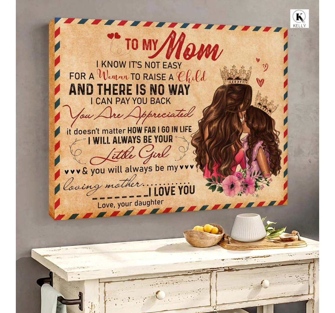Poster, Canvas - To My Mom From Daughter Queen Airmail Mother's Day Print Framed Wall Art
