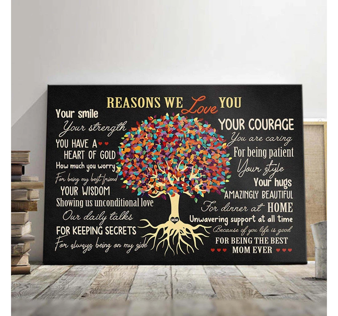 Poster, Canvas - We Love You Mom Tree Mother's Day Print Framed Wall Art