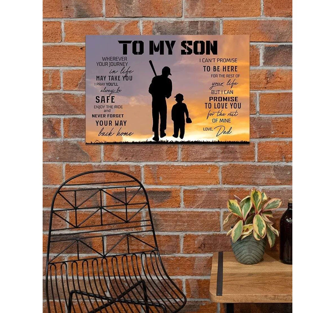 Poster, Canvas - Birthday Son From Baseball Dad Never Forget Your Way Back Print Framed Wall Art