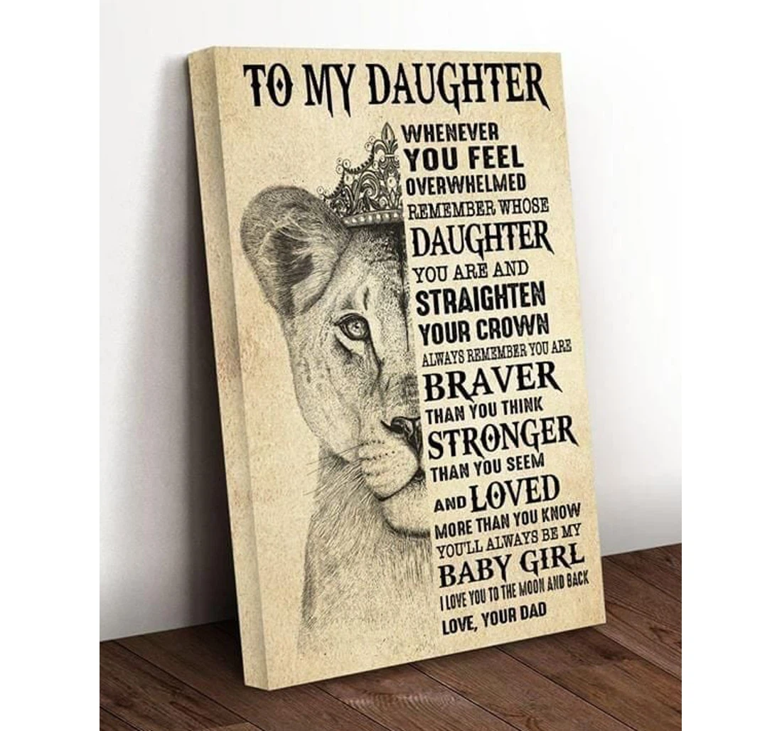 Poster, Canvas - To My Daughter From Dad Lion Birthday Print Framed Wall Art