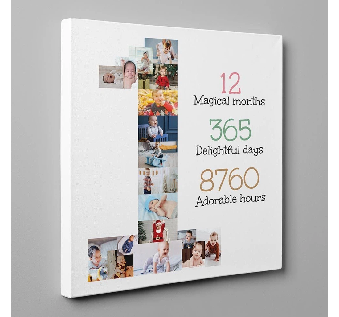 Poster, Canvas - Happy 1st Birthday Custom Baby Collage Print Framed Wall Art