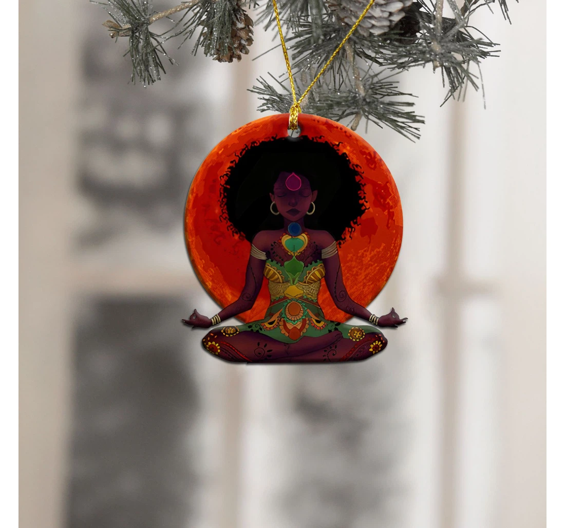 Personalized Yoga Black Girl African American P303 Panorpg0046 Ornament