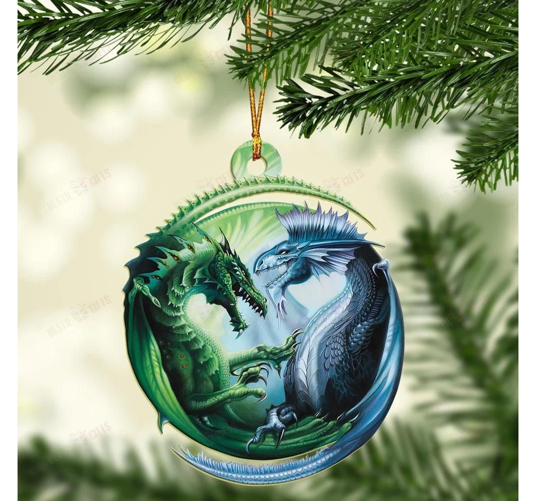 Personalized Green And White Mica Ornament