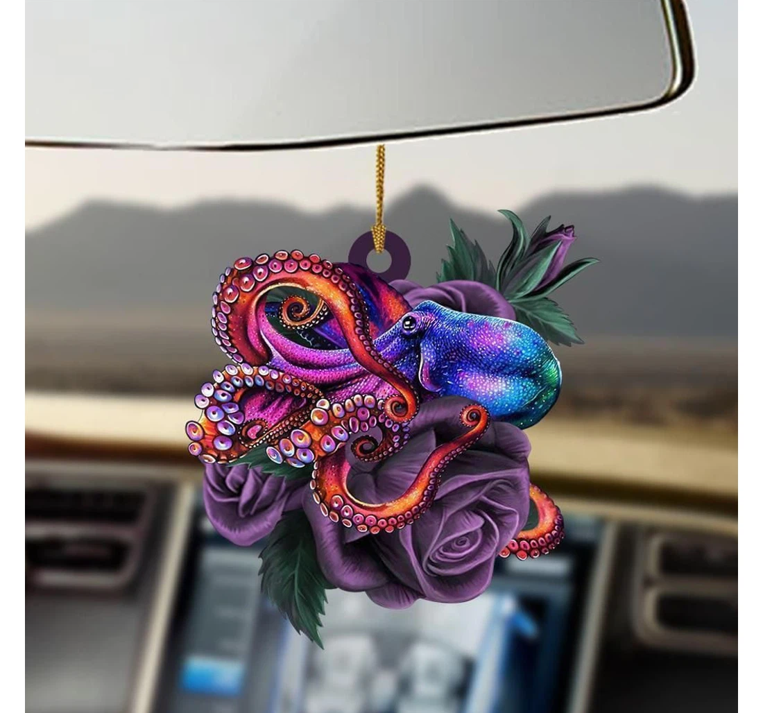 Personalized Octopus Purple Rose Ornament