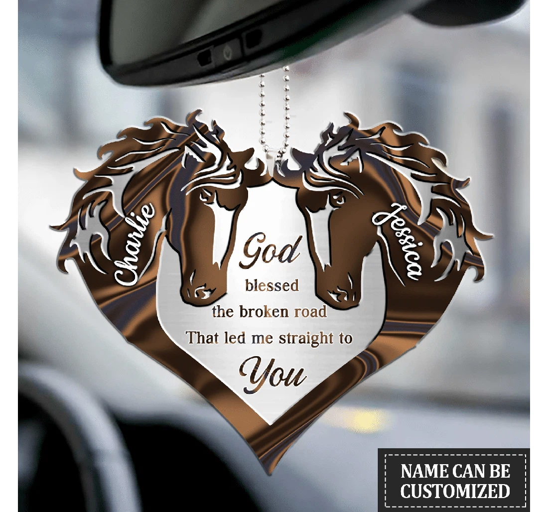 Personalized Valentine's Day Gift Couple Horse Heart God Blessed Ornament