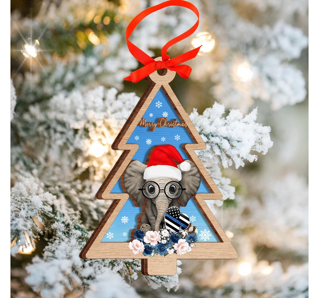 Personalized Elephant Christmas Tree Christmas Ornament