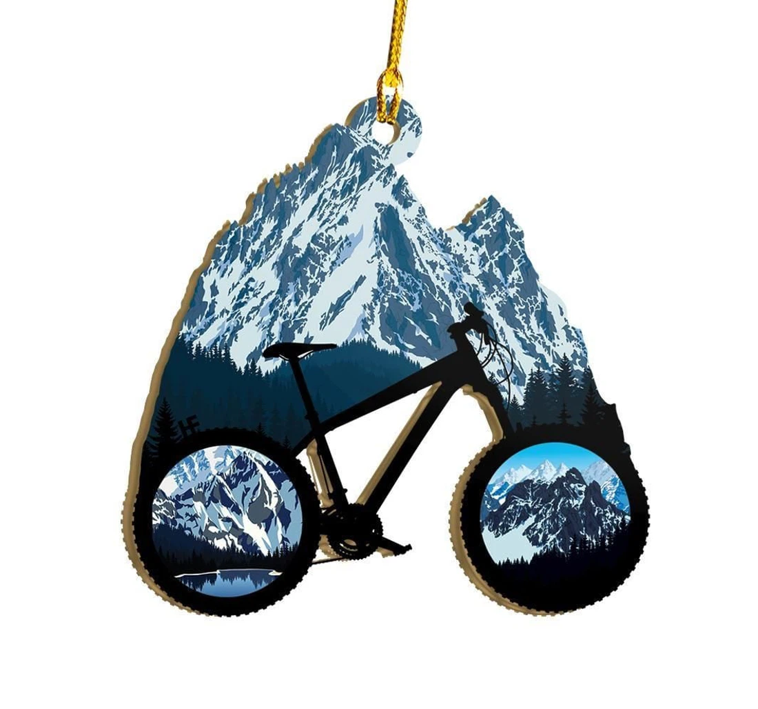 Personalized Cycling The Snow Mountains Ornament