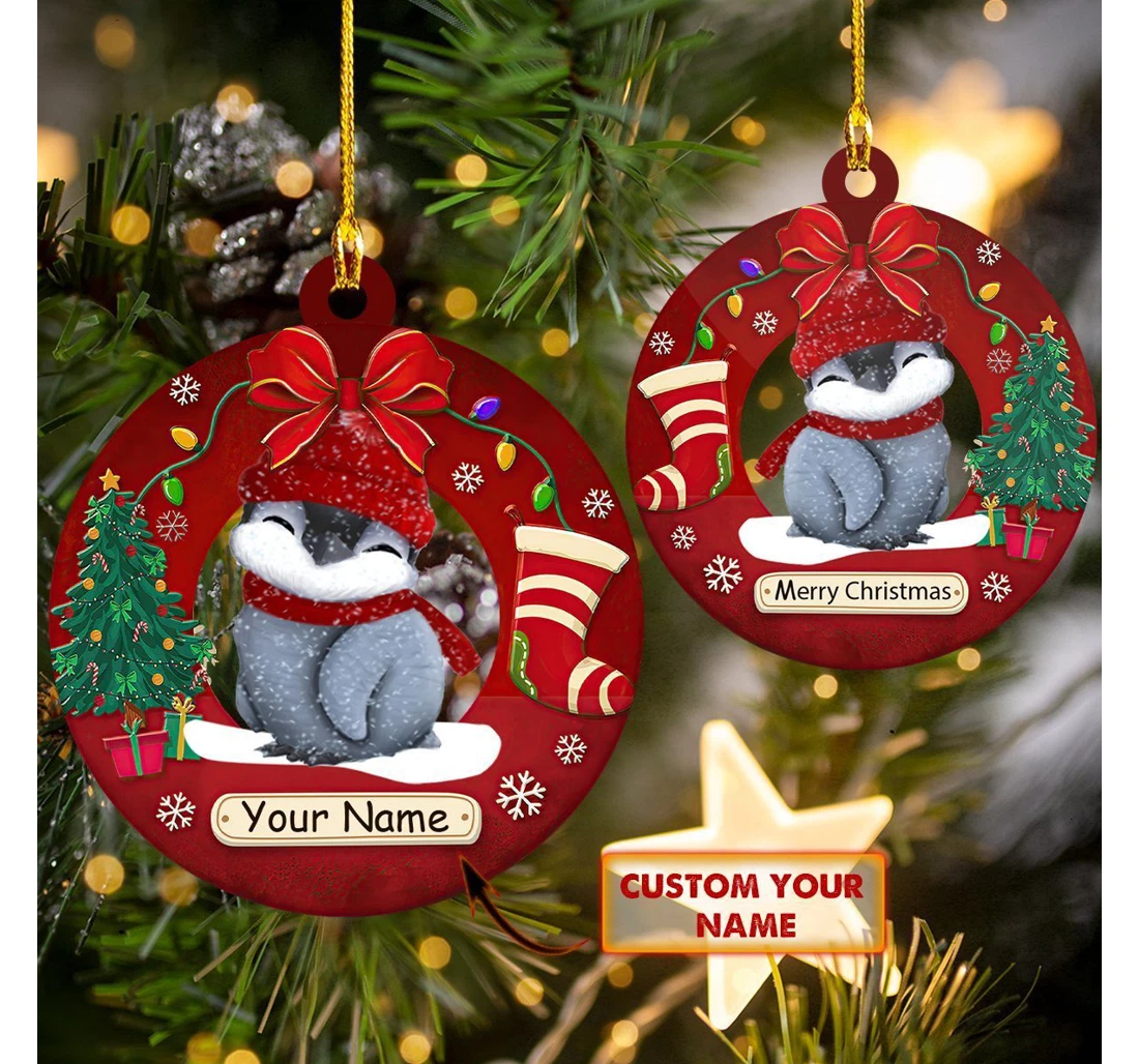 Personalized Christmas Penguin Christmas Ornament