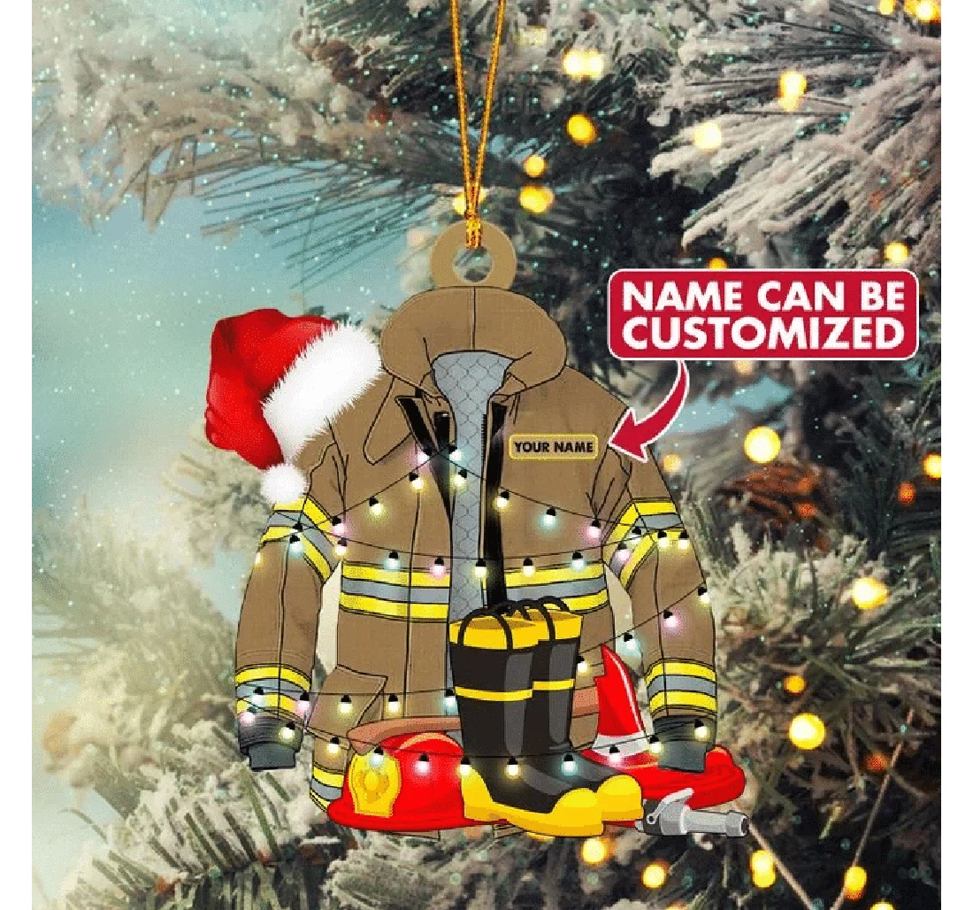 Personalized Led Christmas Santa Hat Firefighter Christmas Ornament