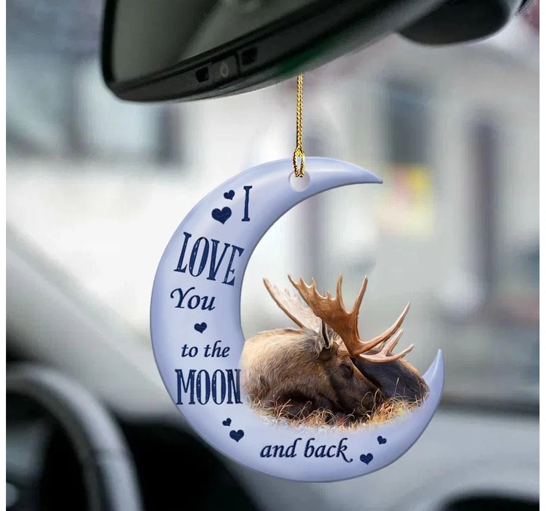 Personalized Moose Moon And Back Panorn0063 Ornament