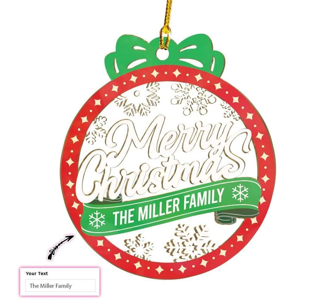 Hyperfavor Customize Merry Christmas Family Custom Ornament