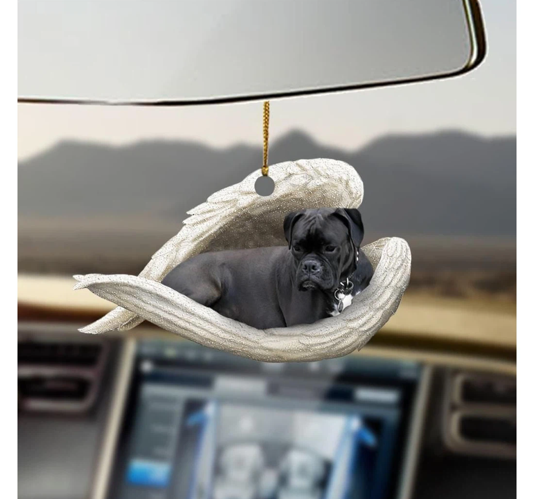 Personalized Black Boxer Sleeping Angel Ornament