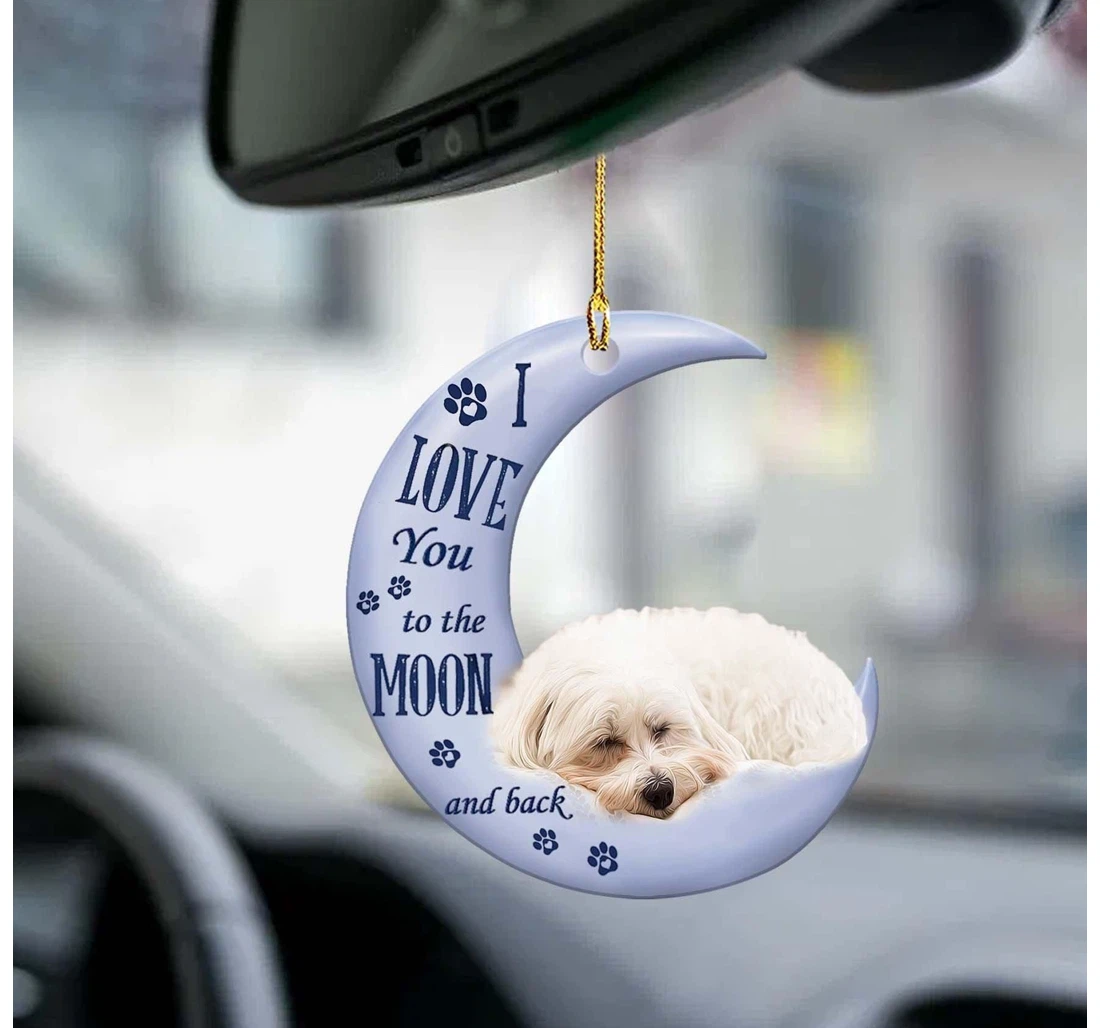 Personalized Maltese Moon And Back Ornament